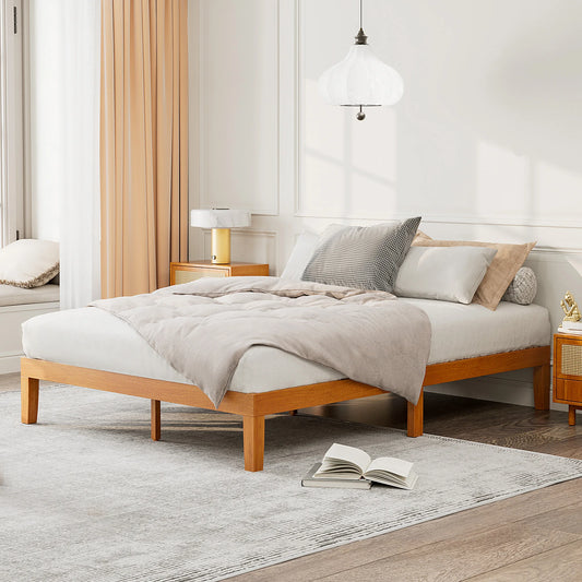 JHK Solid Wood Bed Frame With Sturdy Slat Support Assembly