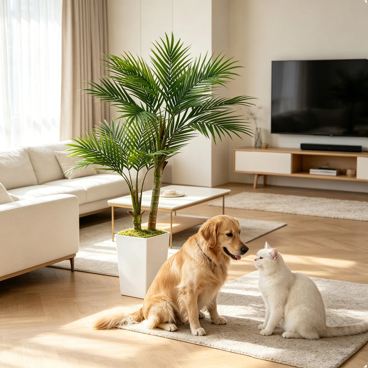 Olitree Artificial Areca Palm Floor Plant With Planter