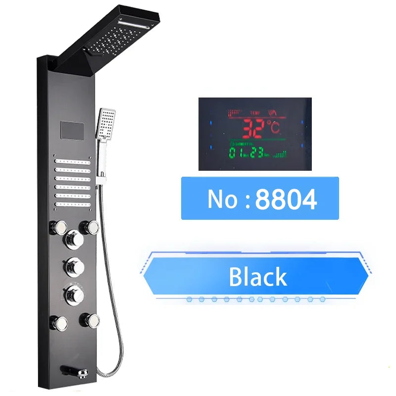 Shinesia LED Shower Panel With Waterfall Rainfall And Massage Jets