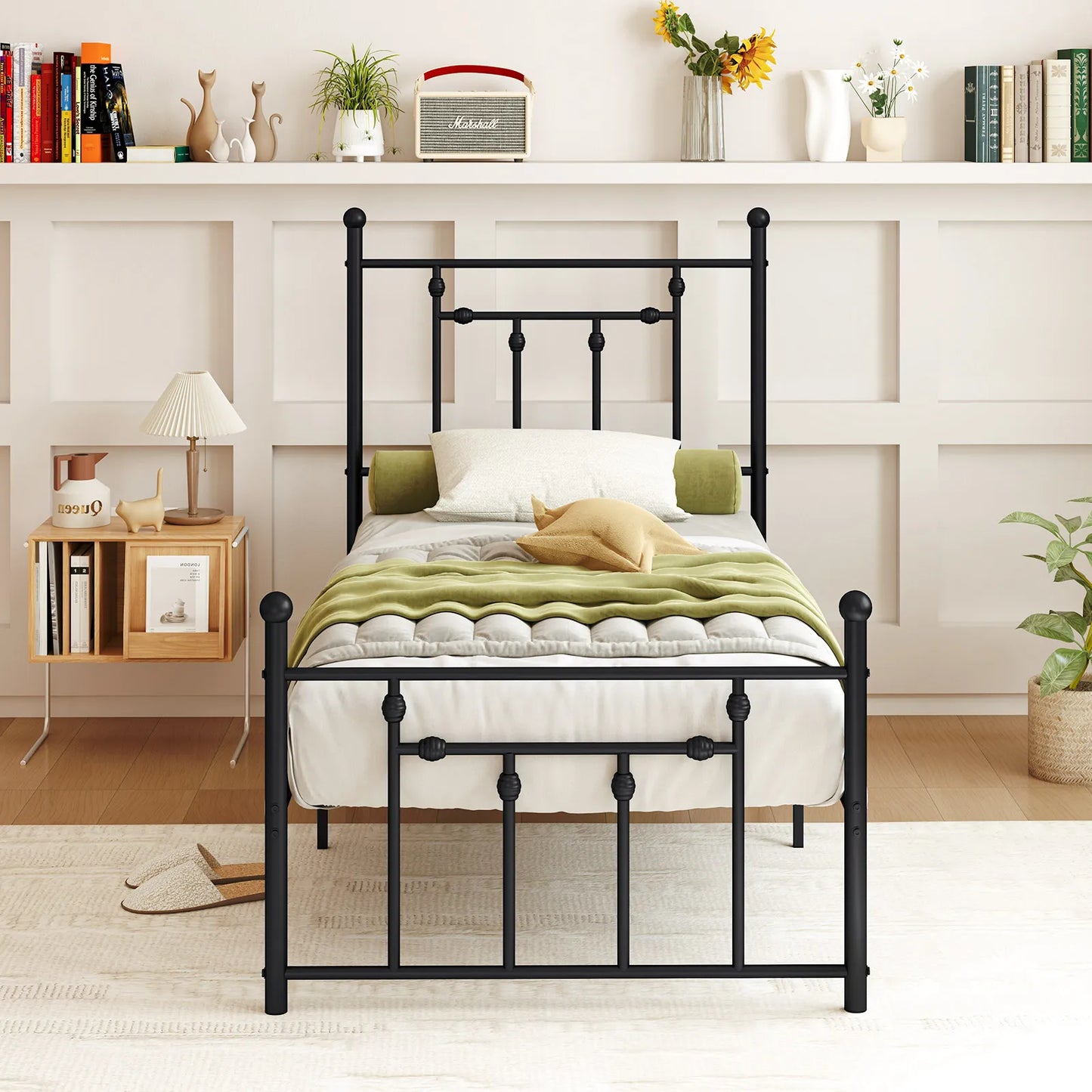Full/ Queen/ Twin Size Metal Bed Frame w/ Headboard Under-bed Storage Mattress Foundation