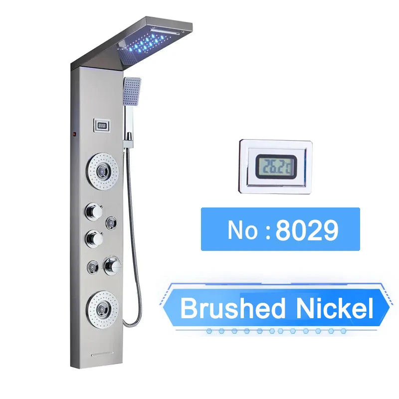 Shinesia LED Shower Panel With Waterfall Rainfall And Massage Jets