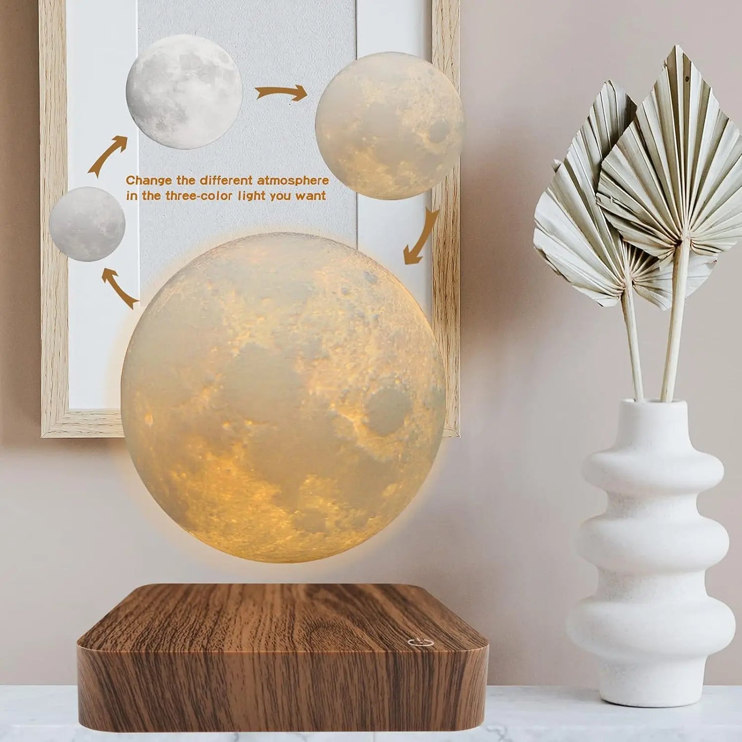 Mexllex Floating Moon Lamp With Base And 3 Color LED