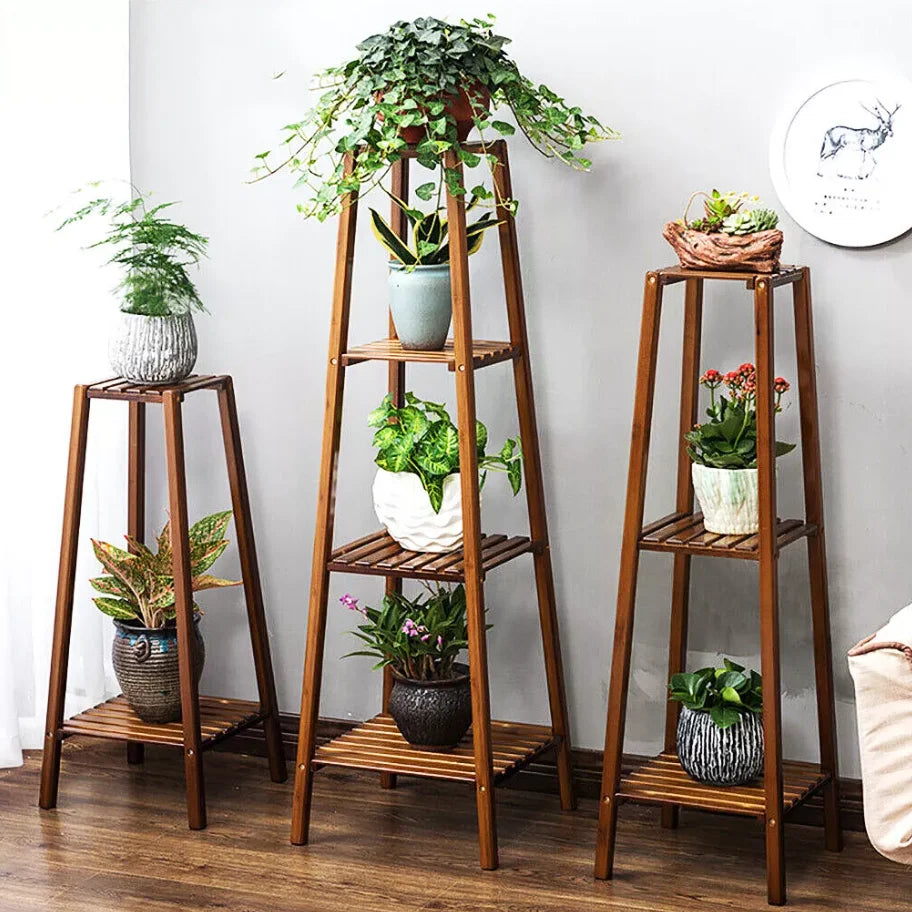 Wisfor Tiered Bamboo Plant Pot Stand Indoor Display Shelf