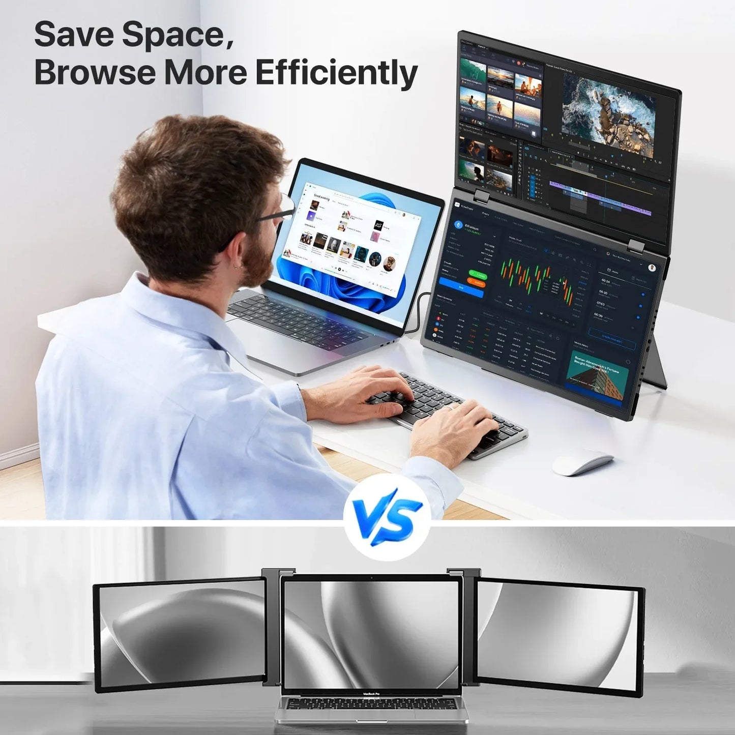 UPERFECT Portable Stacked Dual Monitor Extender With Stand