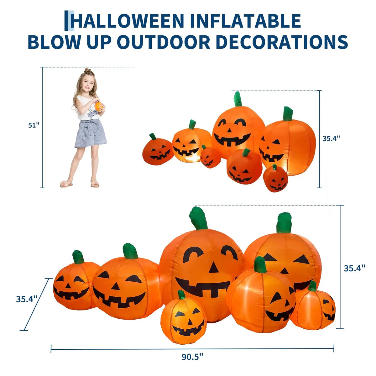 HiMISS Halloween Inflatable Pumpkin Patch With LED Lights Outdoor Decor