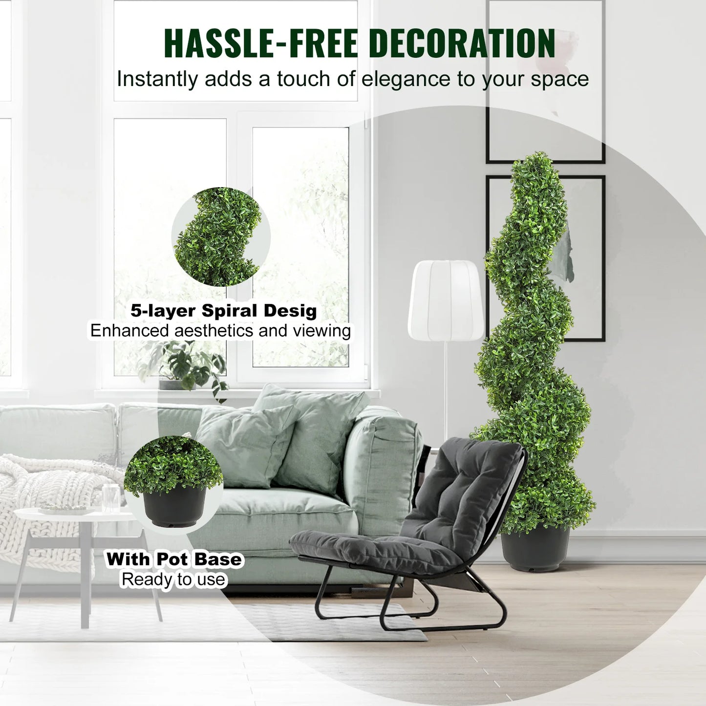 Boxwood Tower Topiary Spiral Artificial Plant For Outdoor Decor