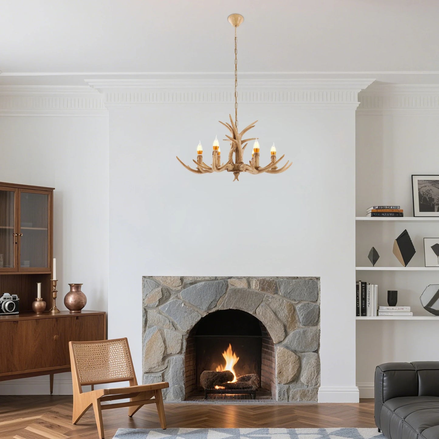 6-Light Antler Chandelier Pendant Lamp For Dining Room Decor