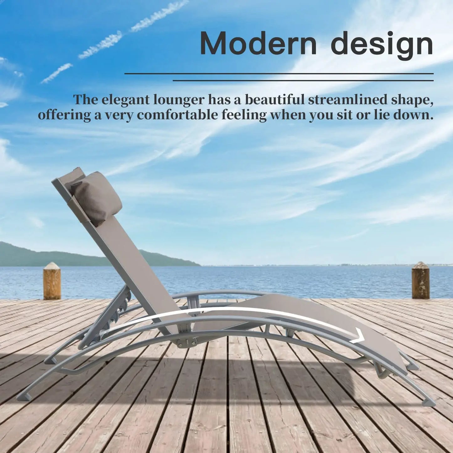 Aluminum Outdoor Lounge Chair Set of 3 With Adjustable Positions