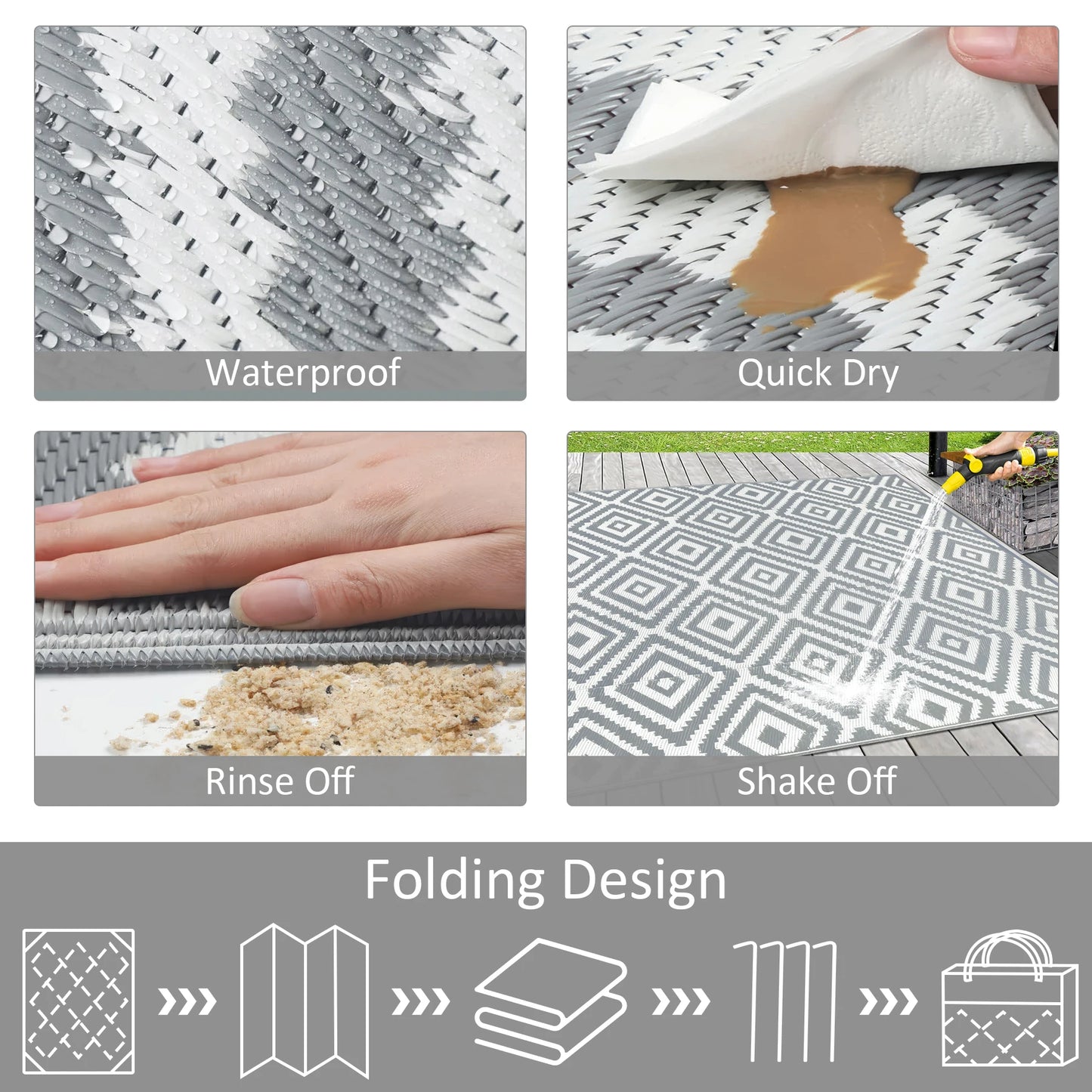 Outdoor Reversible Waterproof Plastic Straw Rug for Patio and RV