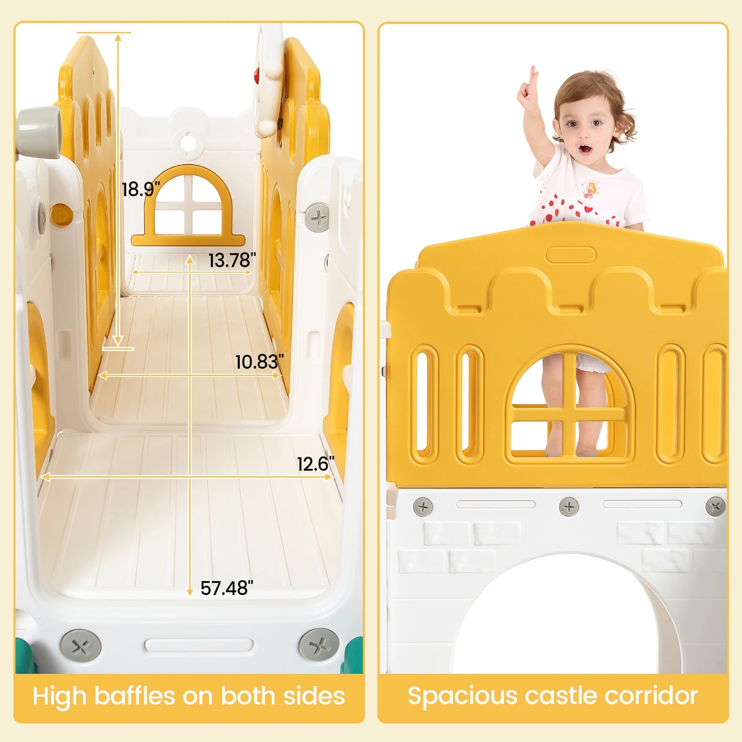 Toddler Indoor Playground Slide With Basketball Hoop