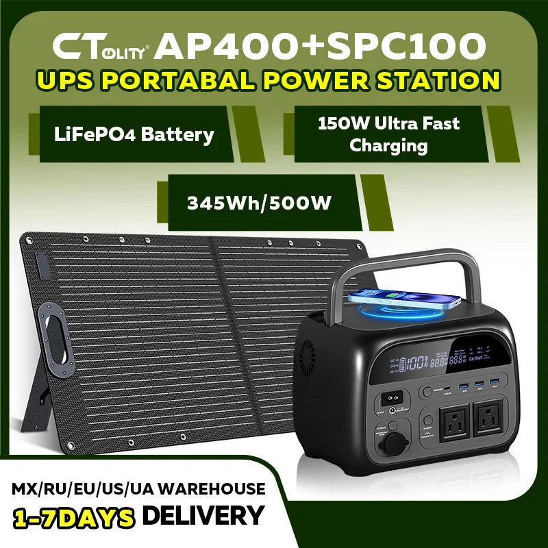 CTOLITY AP400 500W Solar Generator Portable Power Station LiFePO4