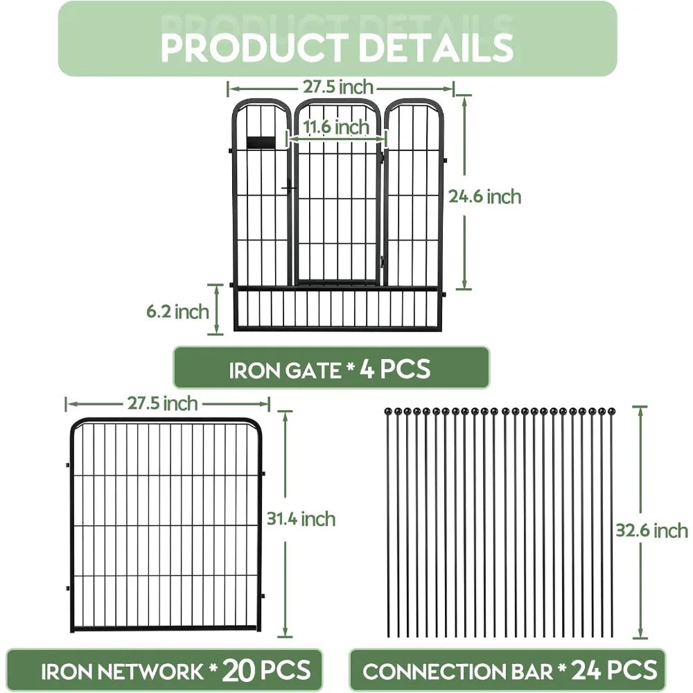 DAFIFY Outdoor Garden Fence With Gate Heavy Duty Iron Fencing