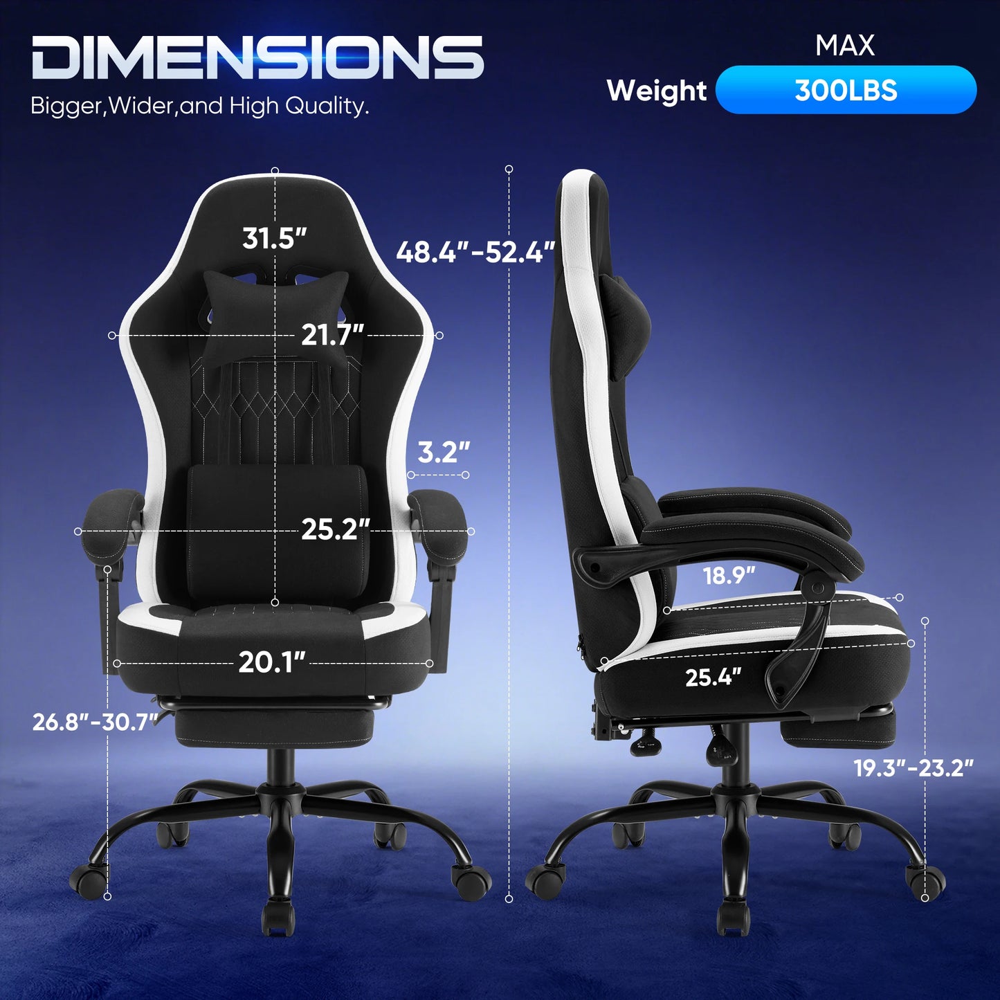 JHK Ergonomic Gaming Chair With Lumbar Support