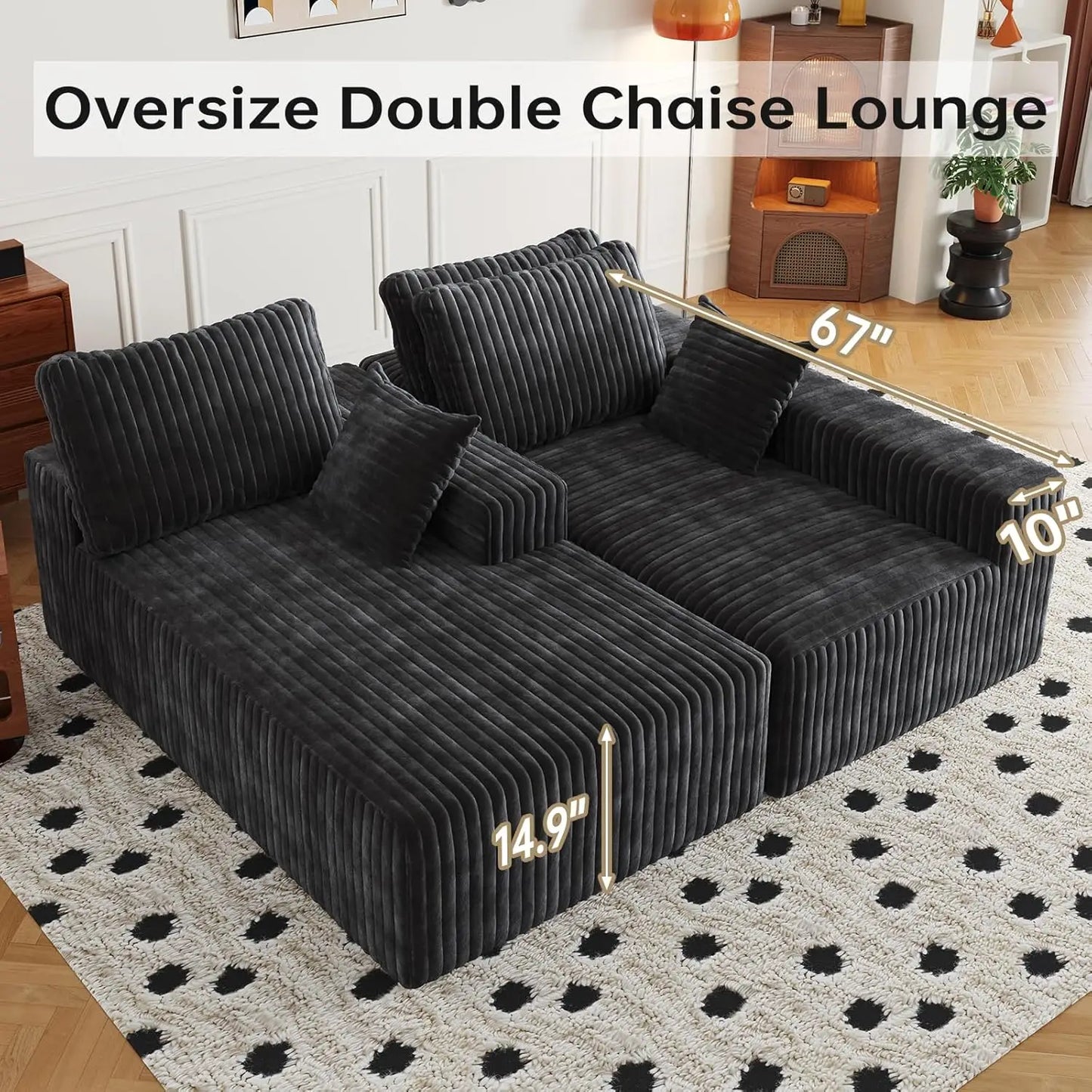 Modular Sectional Sofa Chaise With Removable Washable Covers Pillow Backrest
