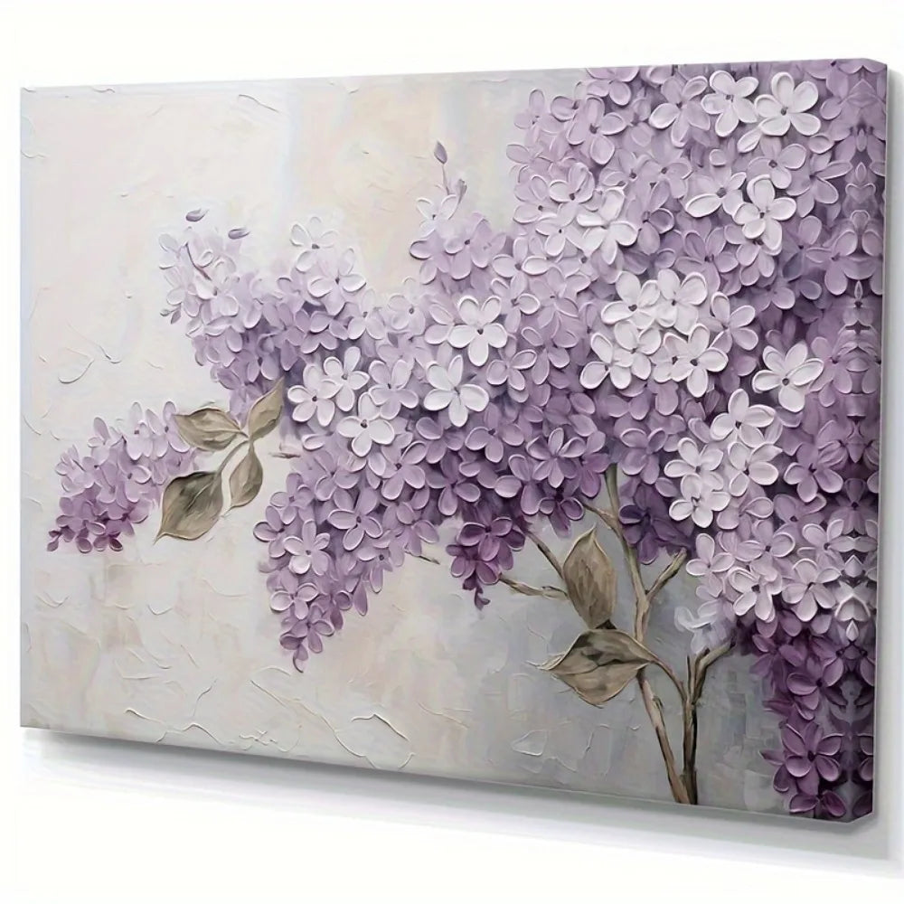 Clove Floral Canvas Wall Art in Pine Frame Landscape Decor