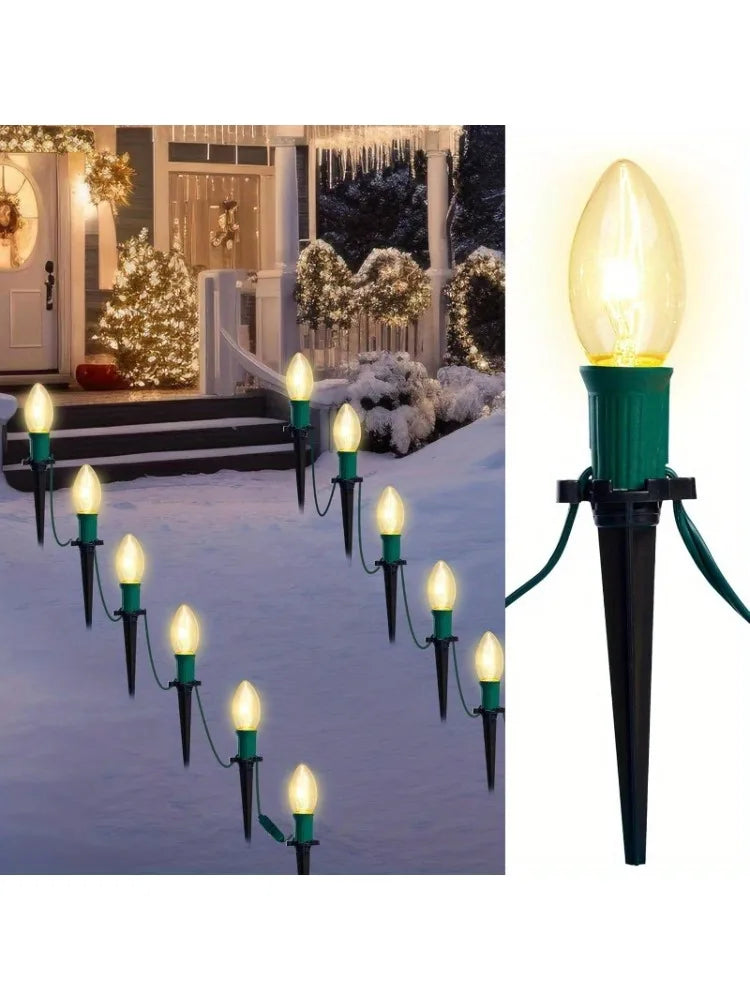 Joyfy Christmas C9 Pathway Lights for Outdoor Holiday Decorations