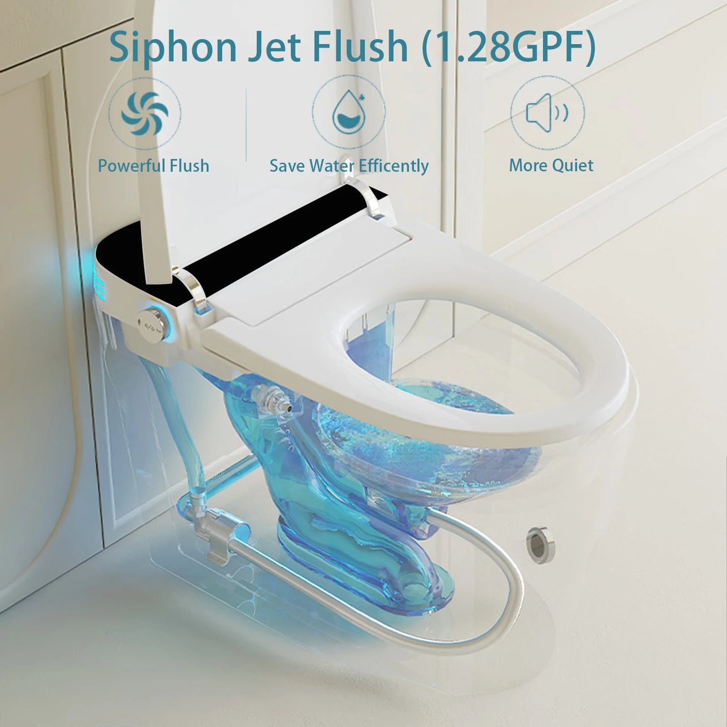 Smart Toilet Featuring Heated Bidet Seat Auto Open Lid