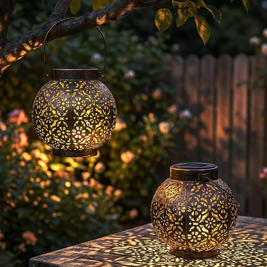 Solar Hanging Lanterns For Outdoor Garden Patio Metal Lantern Decor