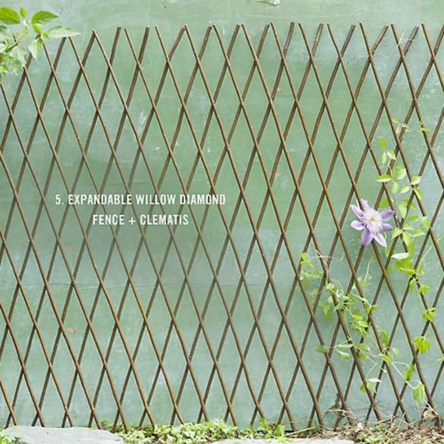 Natural Willow Lattice Trellis Fence For Climbing Plants Expandable Panel