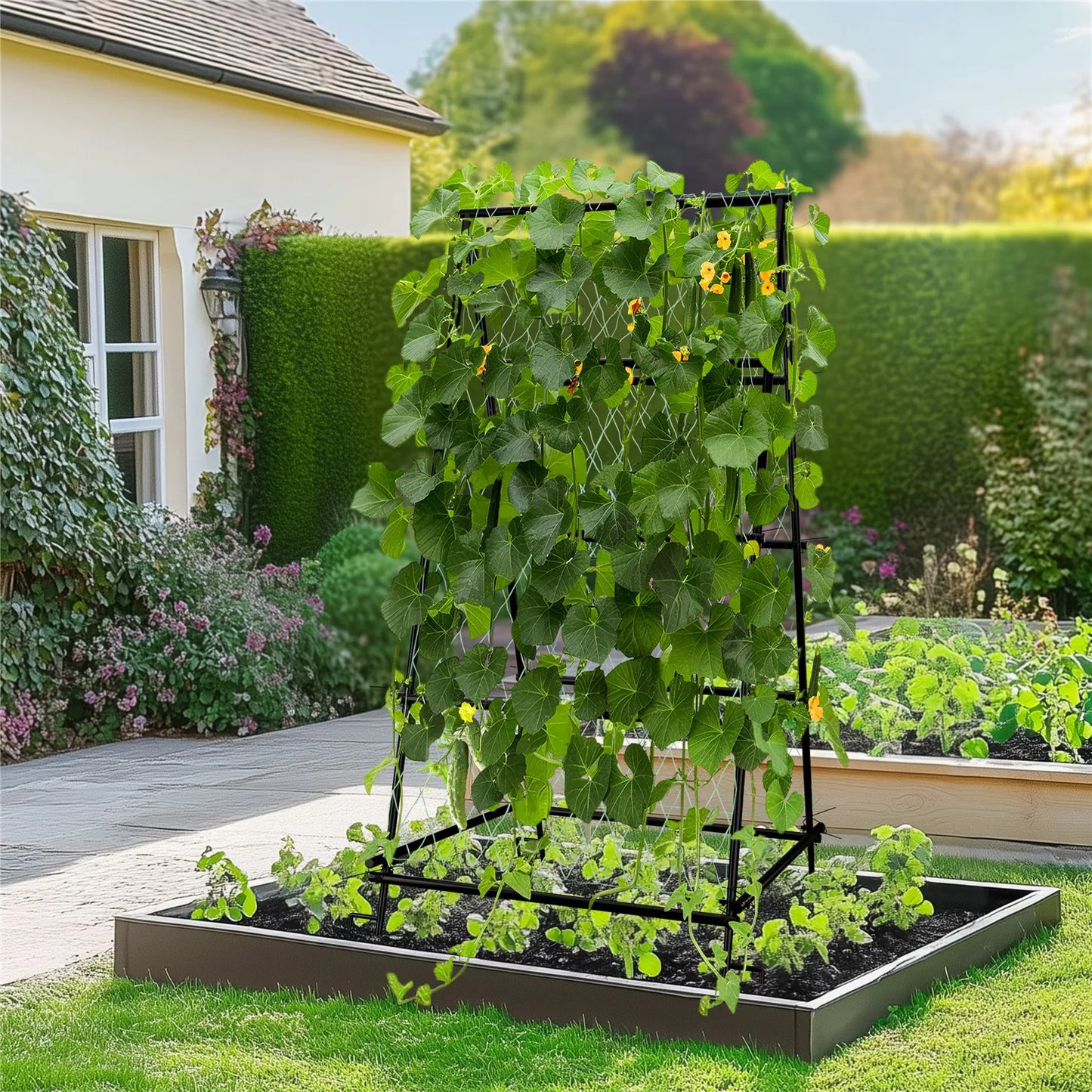 BINGOPAW Cucumber Trellis Metal Garden Arch Plant Support