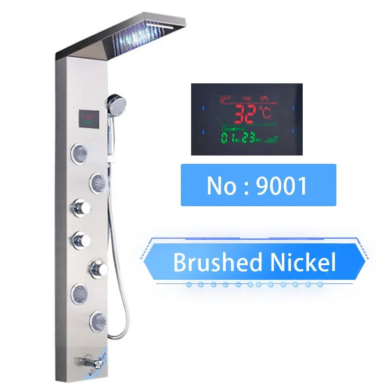 Shinesia LED Shower Panel With Waterfall Rainfall And Massage Jets