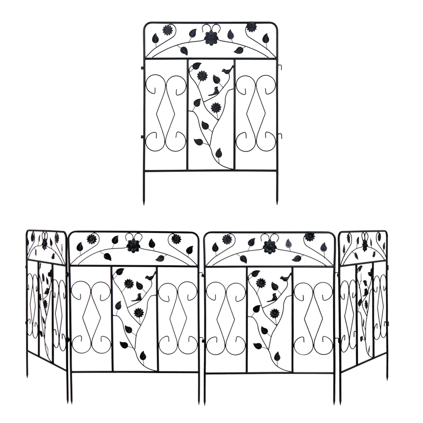 Five Pack Iron Decorative Garden Fence Panel Folding Border