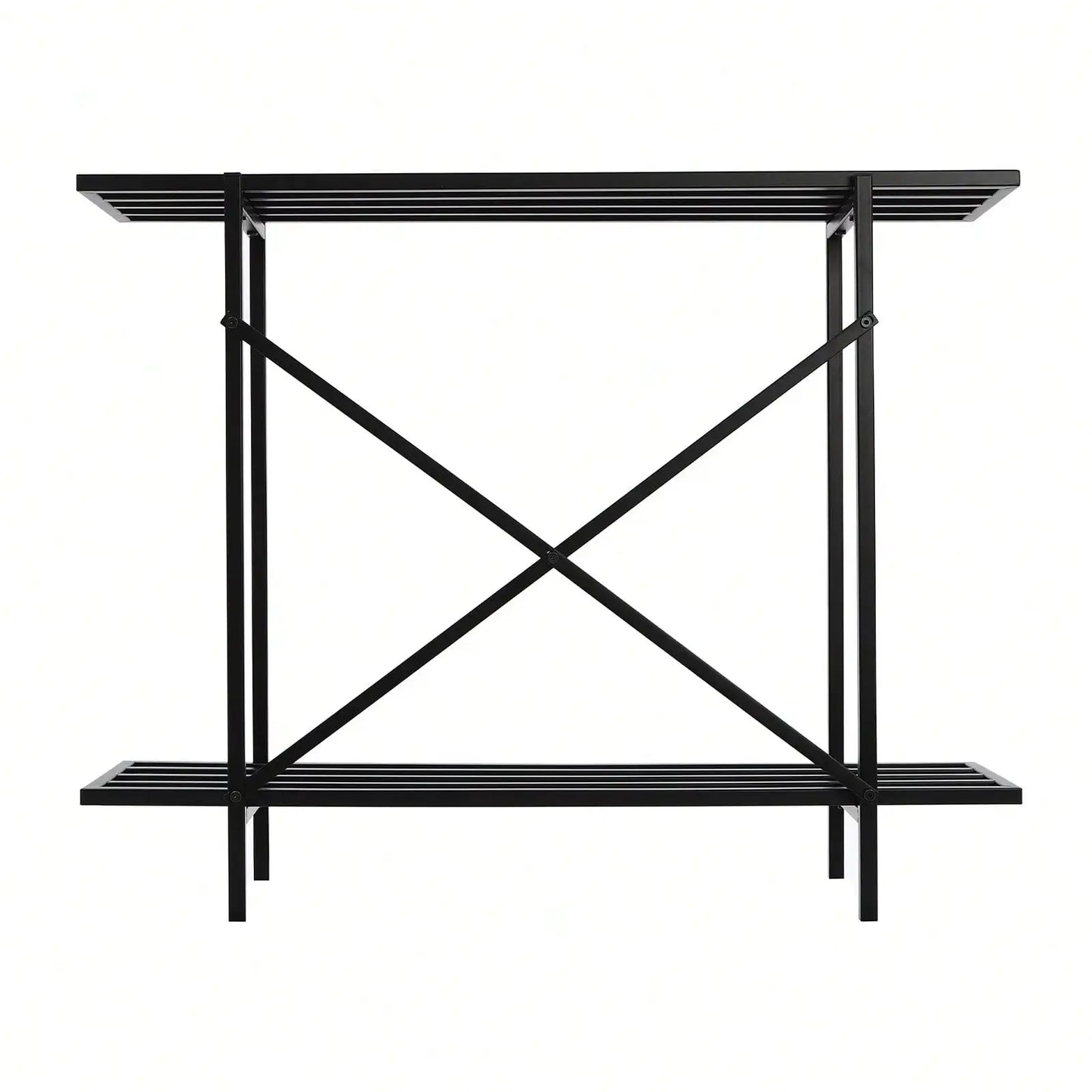 Black 2 Tier Metal Sturdy Heavy Plant Stand Narrow Plant Rack Holder For Home Small Space Indoor Outdoor 35*8.6*28in