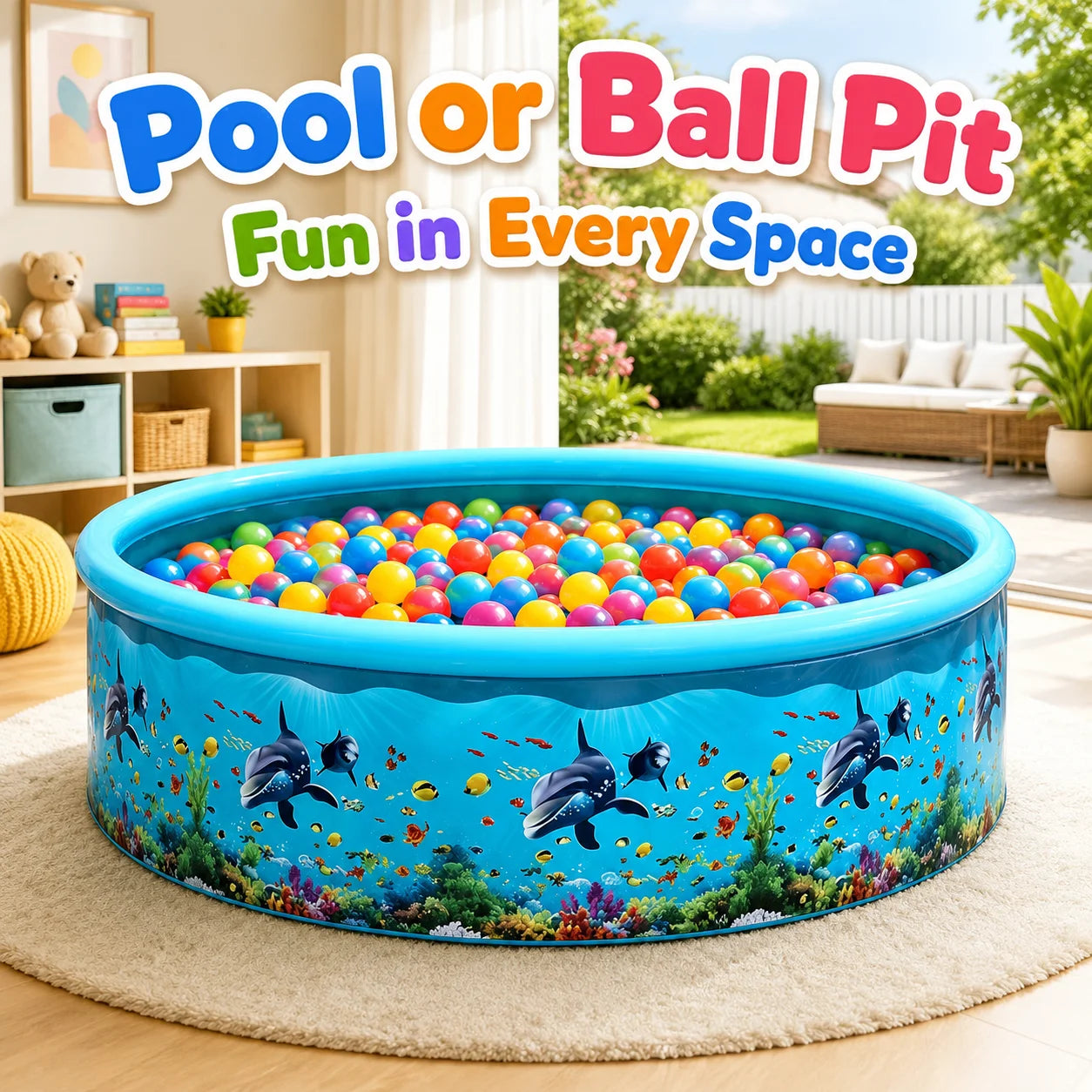 Inflatable Foldable Swimming Pool With Multifunction Reusable Water Sprayer