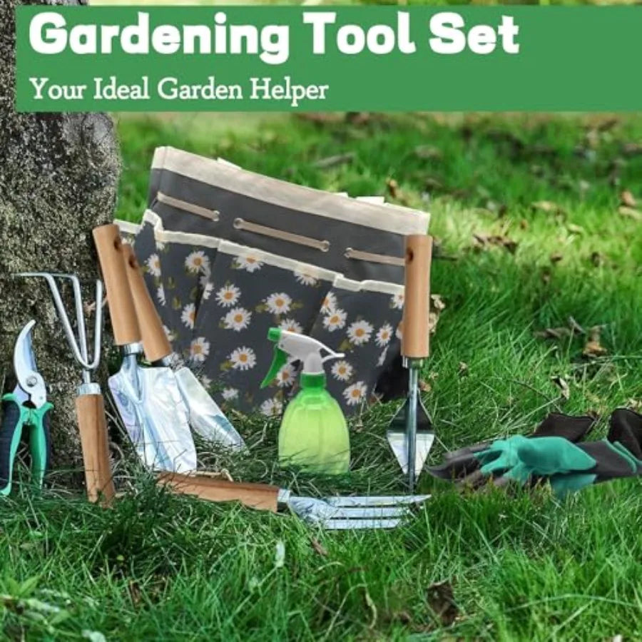 11Piece Gardening Hand Tools Set with Durable Garden Tool Organizer Bag RustResistant and Stylish Heavy Duty Garden Tools for G
