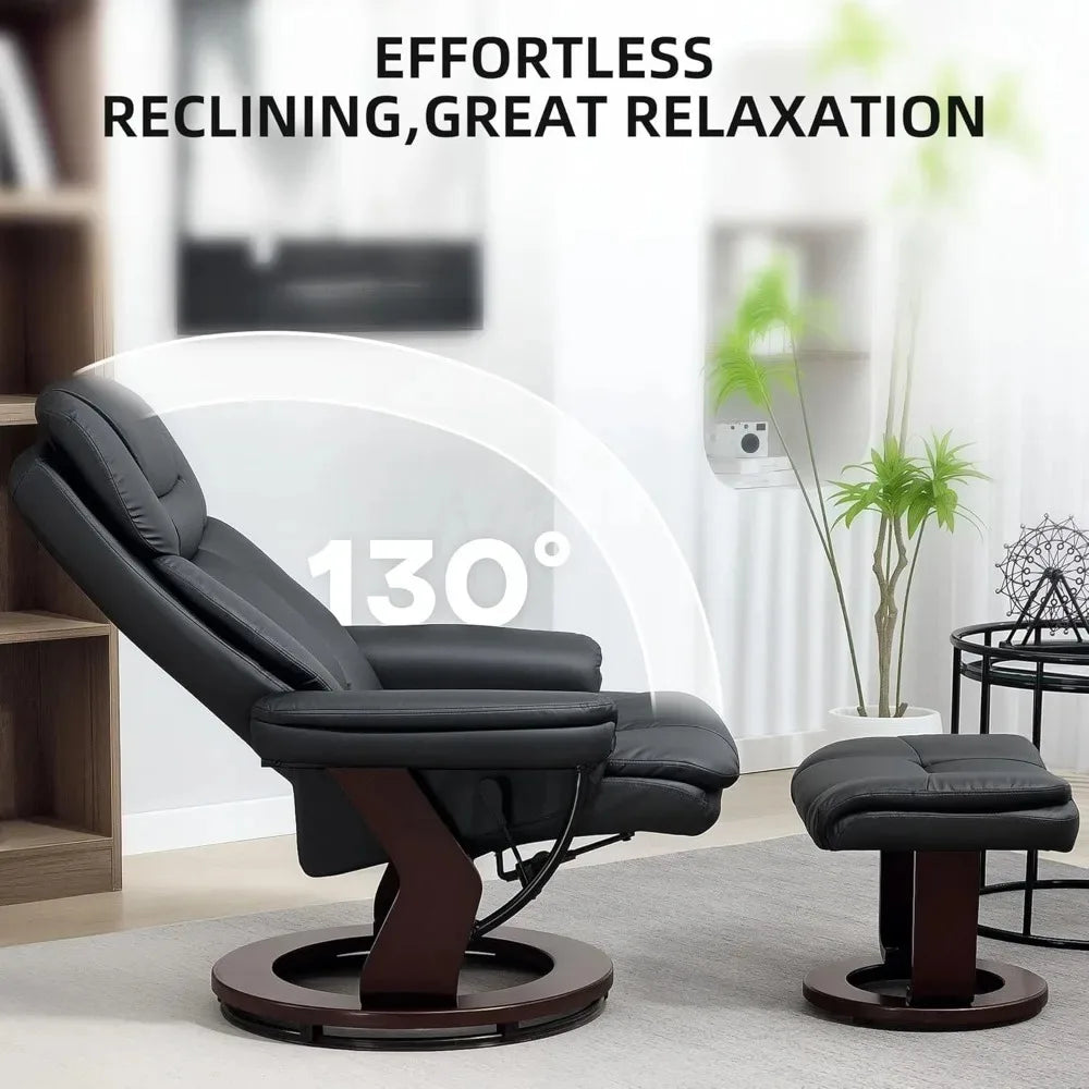 PU Leather Recliner Chair With Ottoman For Living Room
