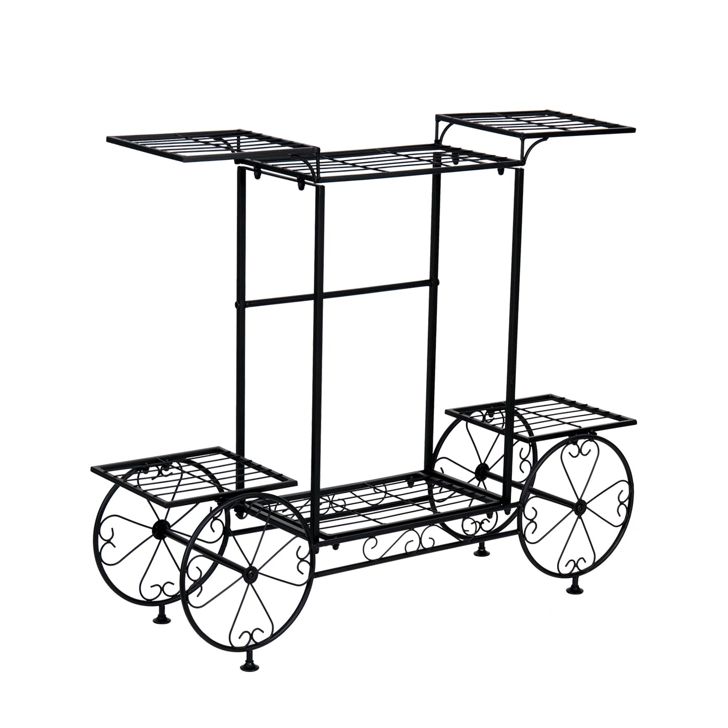 Parisian Style 6-Tier Metal Garden Cart Plant Stand Indoor Outdoor