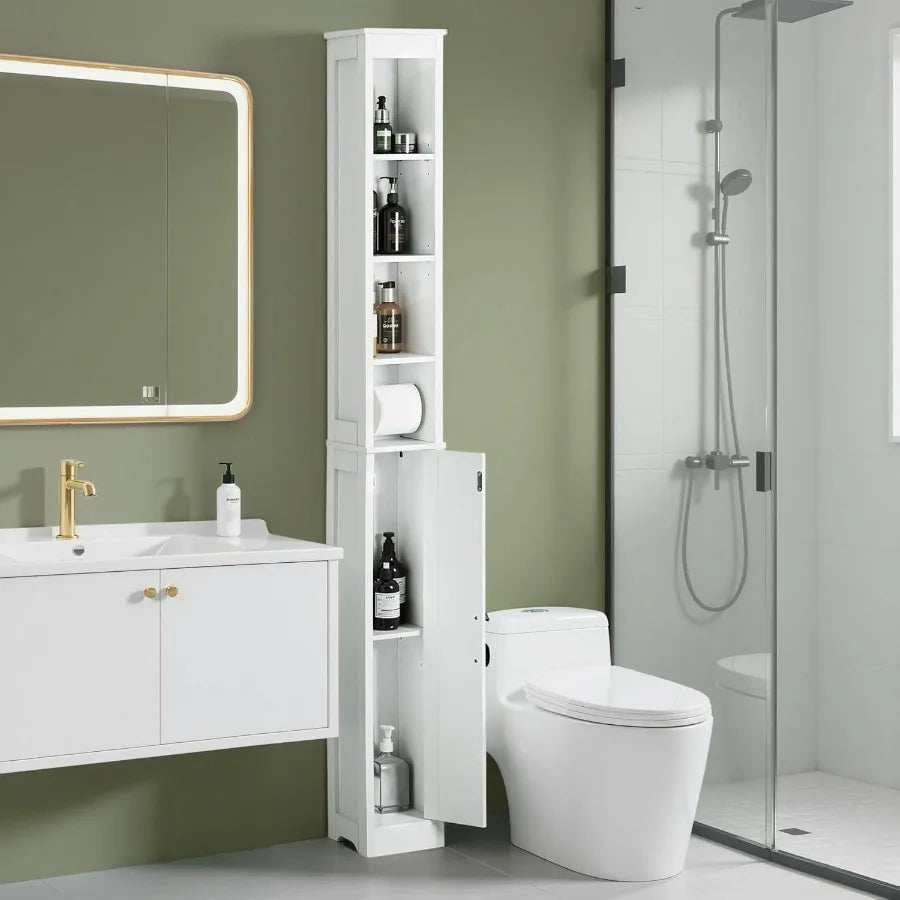 XIUWO Narrow Bathroom Cabinet With Adjustable Shelves