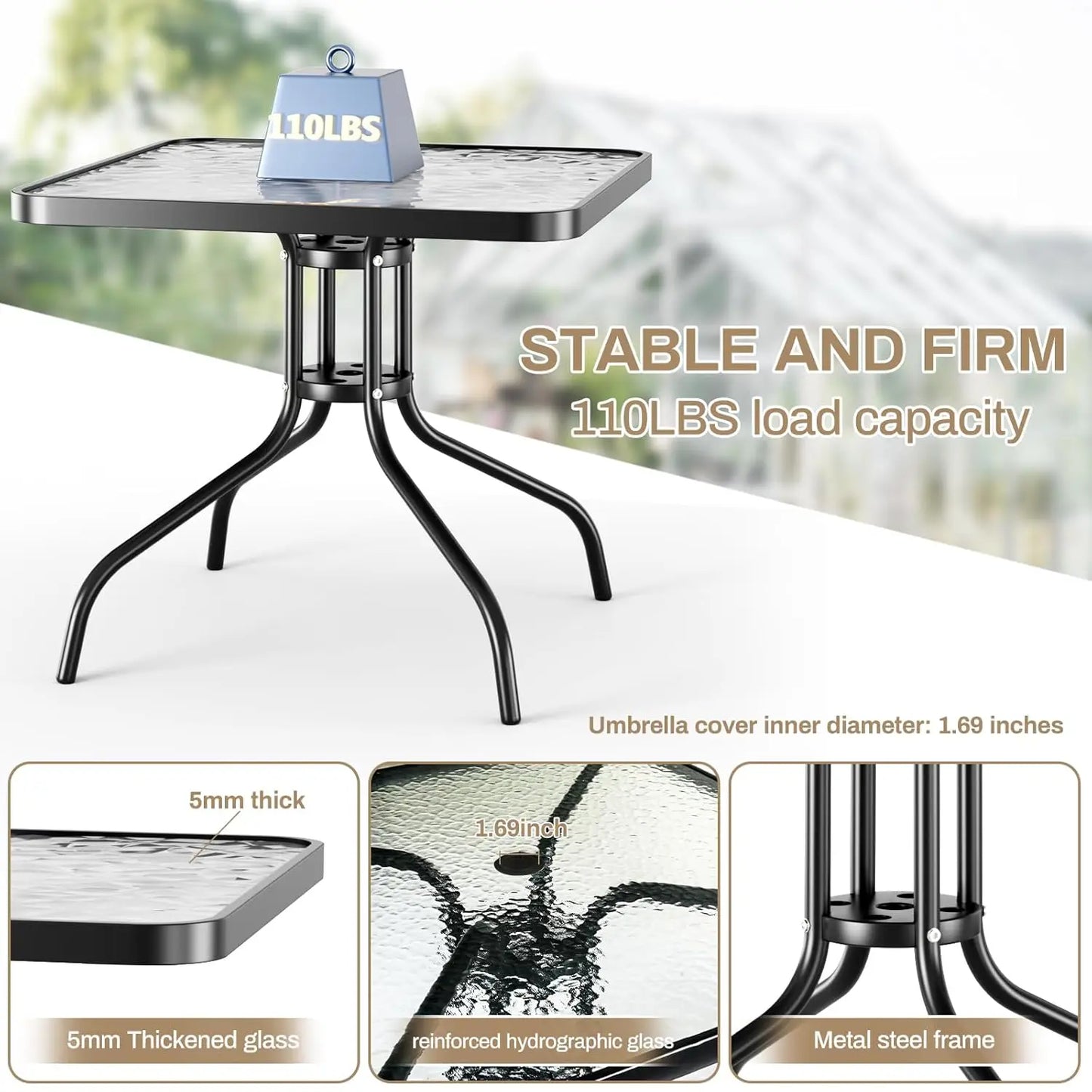 All Weather Patio Dining Set With 4 Stackable Textilene Chairs