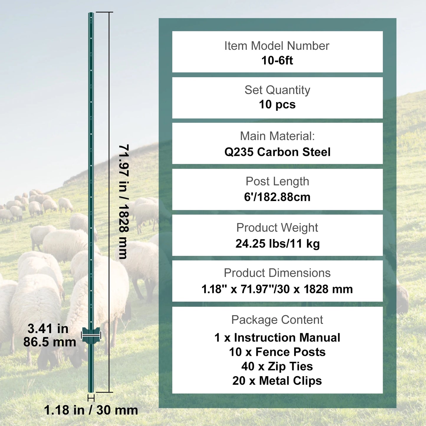SucceBuy Heavy Duty T Post Fence Stakes Steel Garden Fence