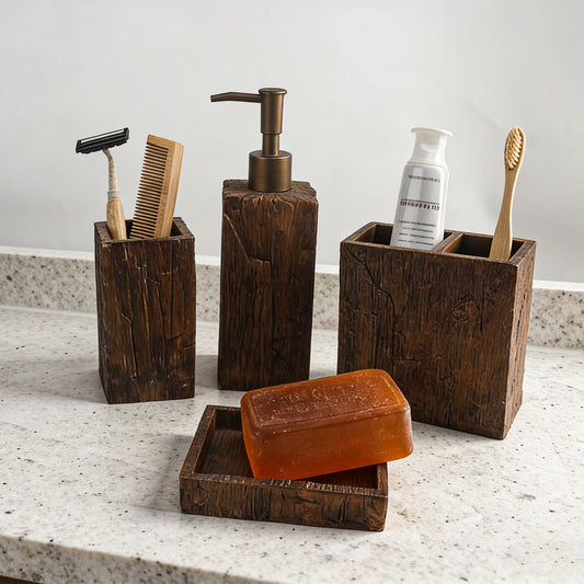 4-Piece Bathroom Accessory Set With Textured Lotion Dispenser
