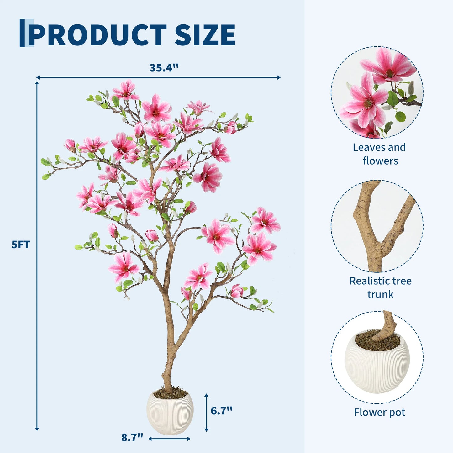 HiMISS Magnolia Artificial Tree For Home Decor In Pot