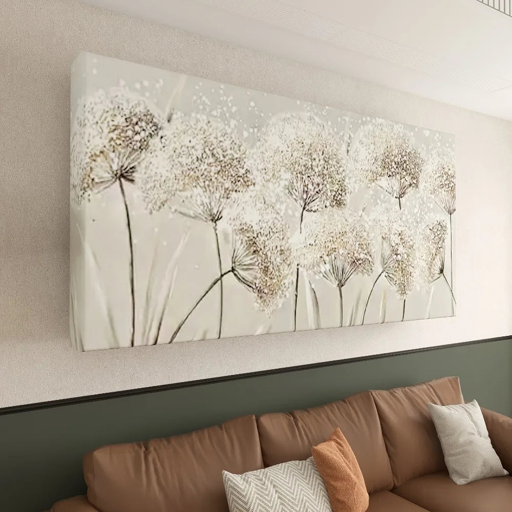 Nordic Style Wood Framed Dandelion Canvas Wall Art