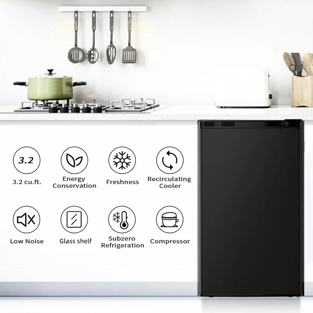 XMSJ Mini Compact Refrigerator With Freezer And Adjustable Thermostat