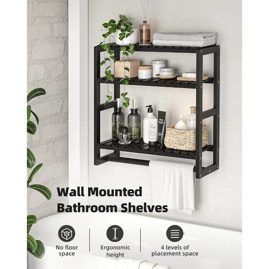 XIUWO Over The Toilet Storage Shelf 3 Tier Wall Mounted Organizer