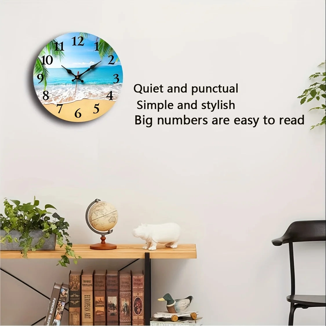 XMSJ Round Wooden Wall Clock For Living Room Decor Silent