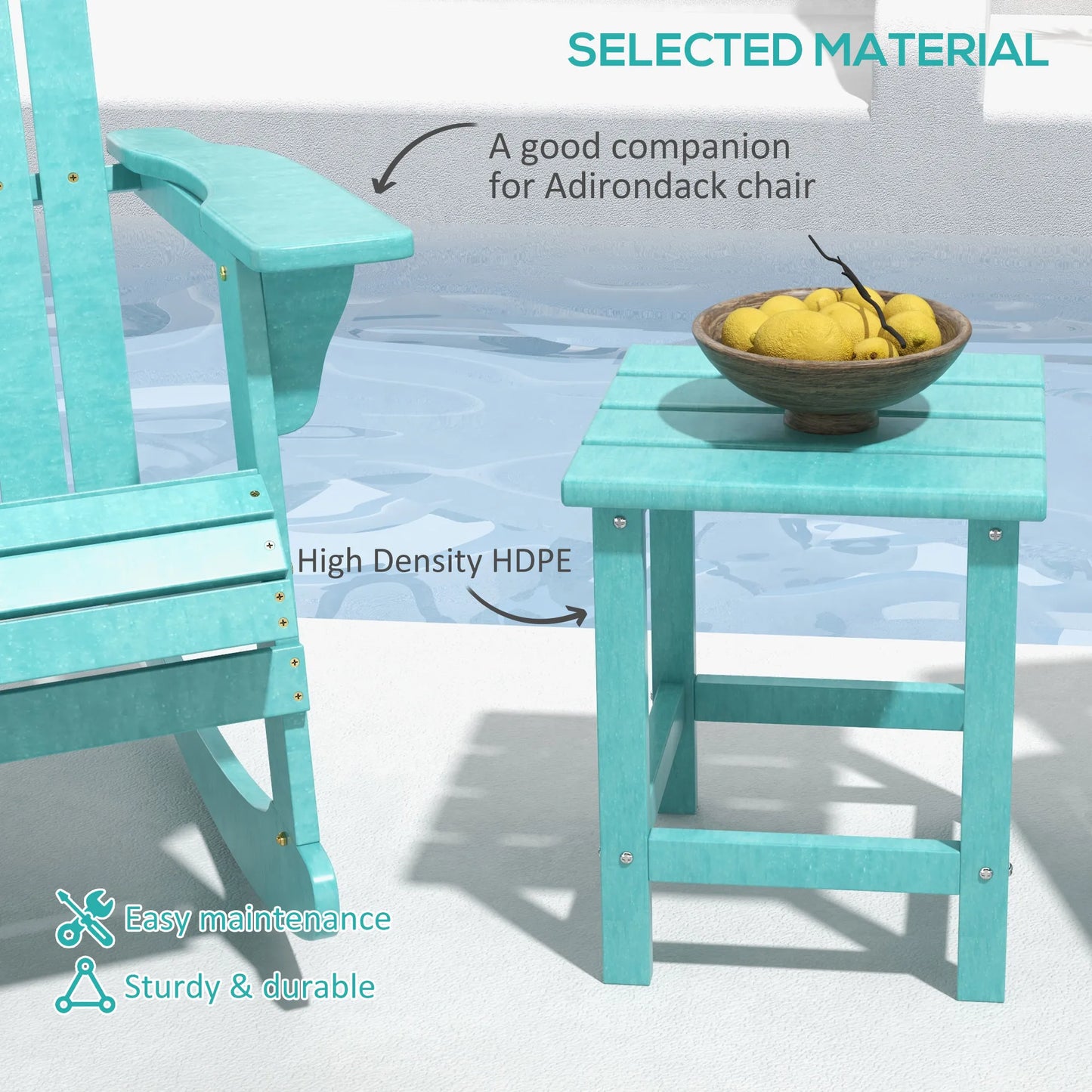 Outdoor Plastic Side Table For Patio And Garden Weather Resistant