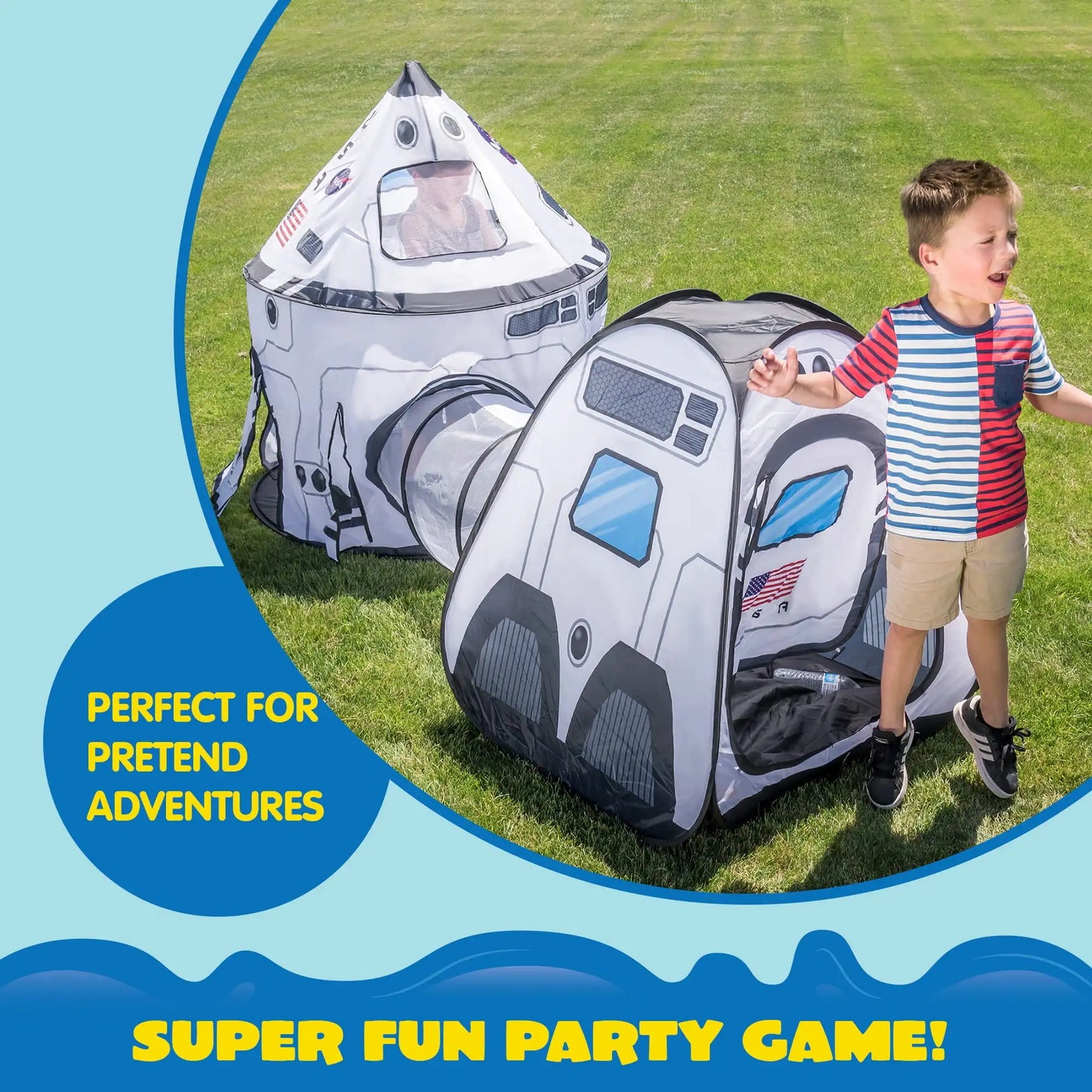 Joyfy Rocket Ship Tent Set With Tunnel Three Piece