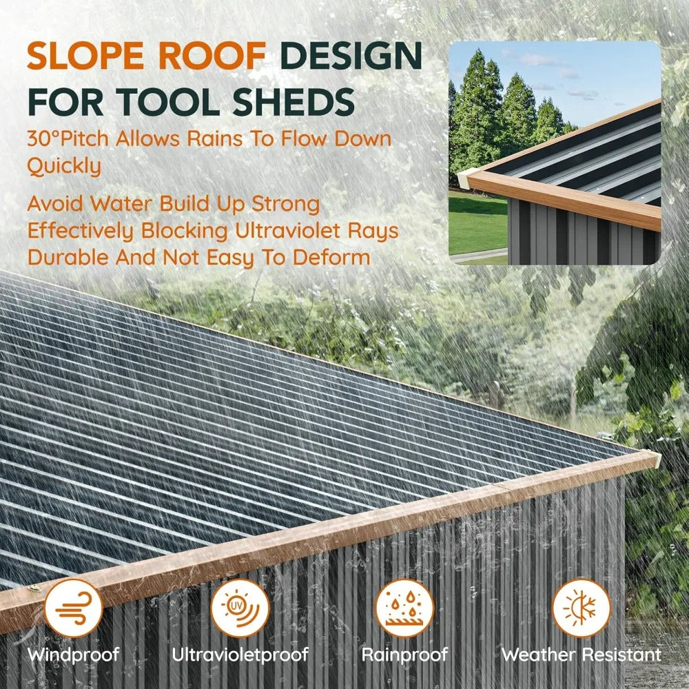 Metal Tool Shed Storage With Lockable Doors And Vents Weatherproof