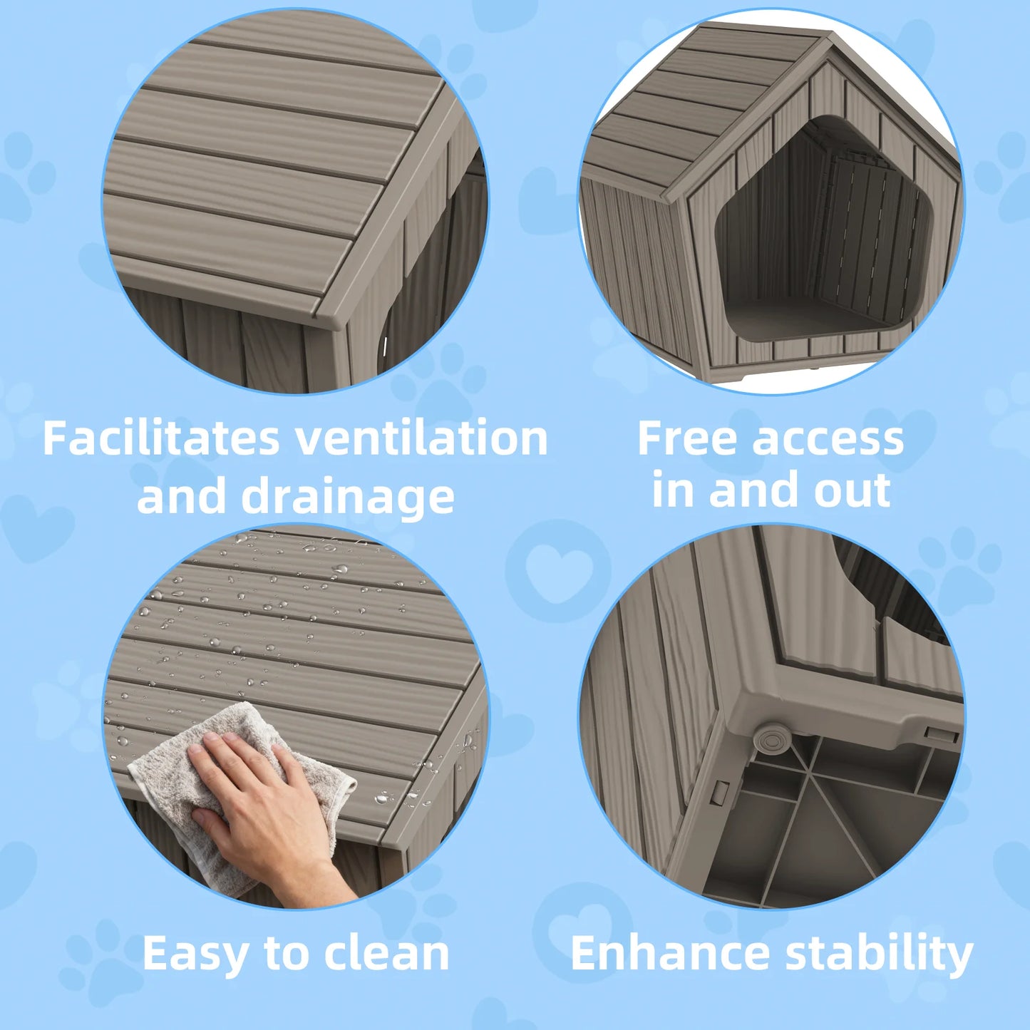 Gable Roof Plastic Pet House Outdoor Dog Shelter Waterproof