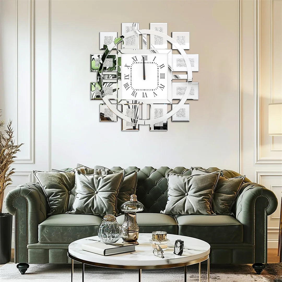 Decorative Wall Clock Crystal Crushed Diamond Inlay Battery Operated