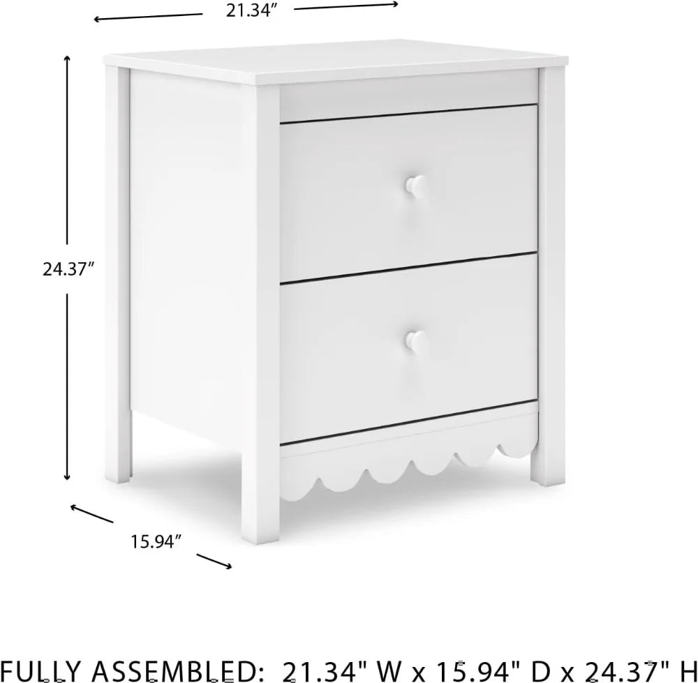 Minimalist Two Drawer Nightstand With Smooth Gliding Wood Drawers