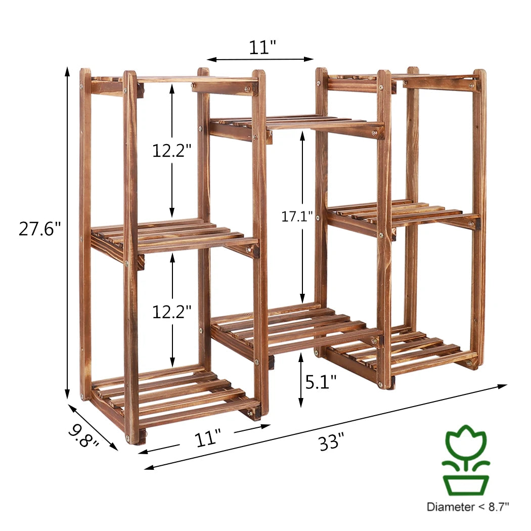 Wisfor Eight Tier Wood Plant Stand Indoor Outdoor Flower Rack