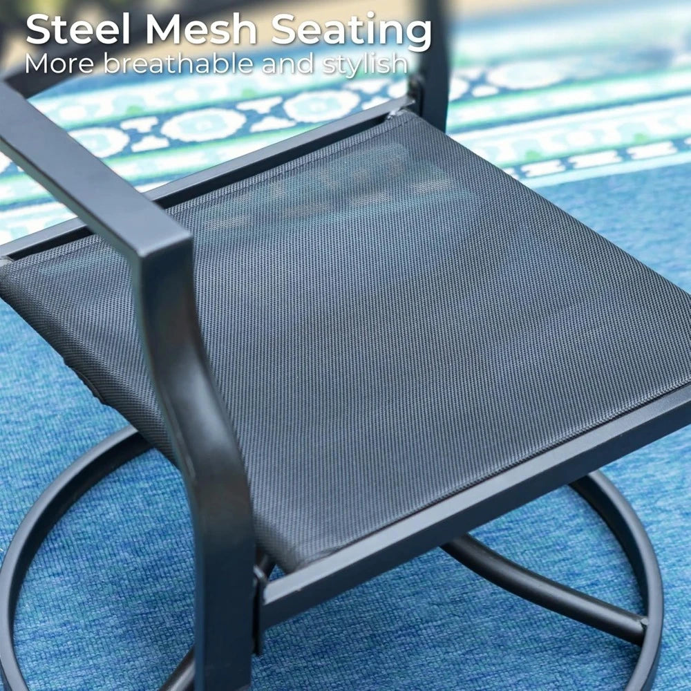 Outdoor Metal Swivel Chairs Set Of 2 With Cushions