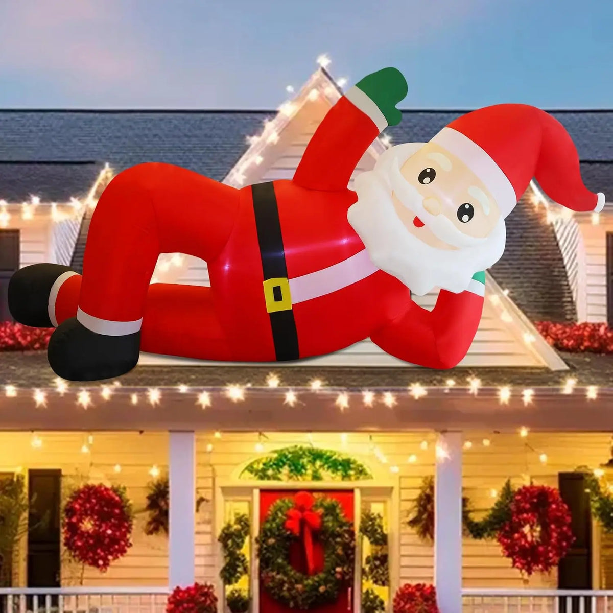 Giant Lying Santa Claus Christmas Inflatable With LED Lights