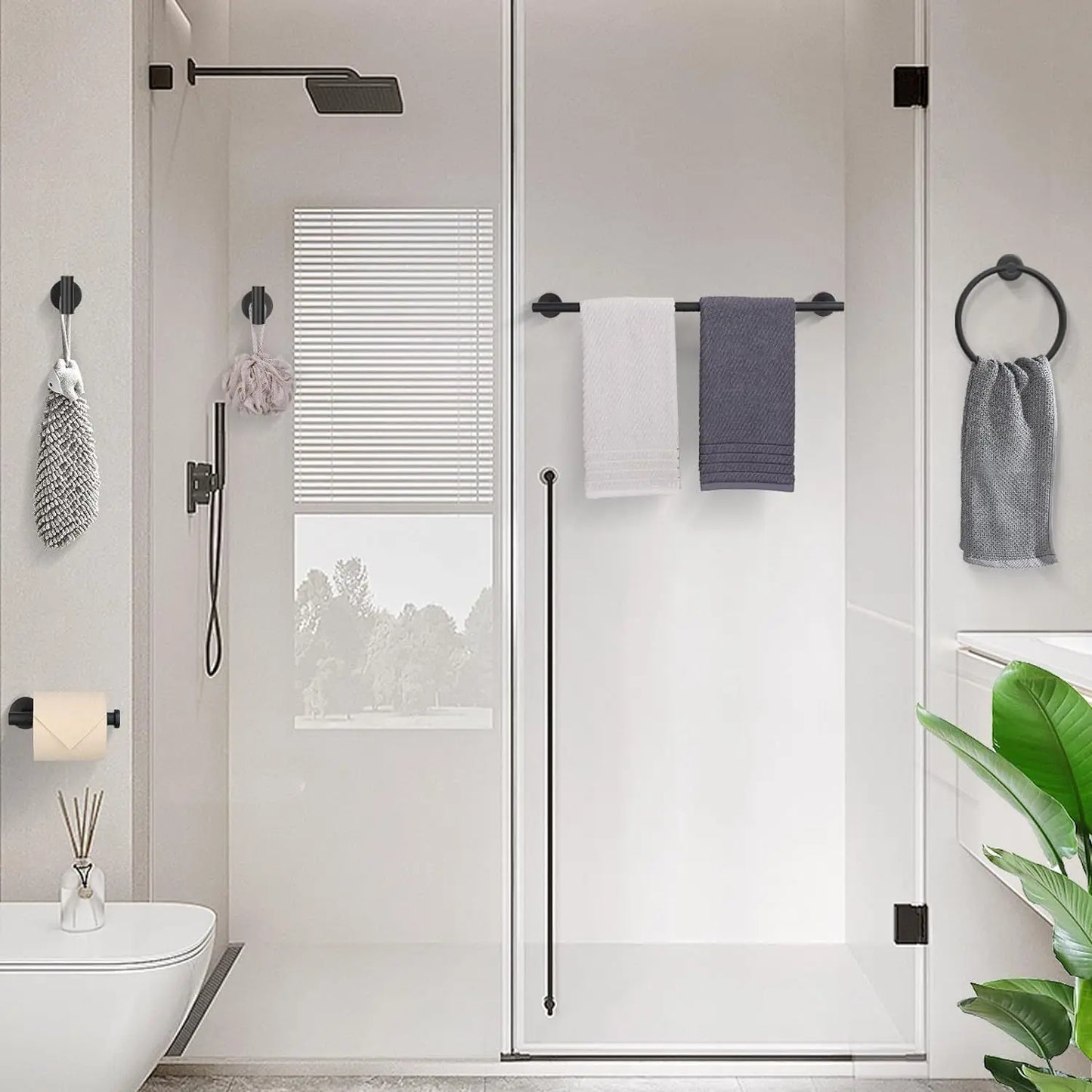 Brushed Gold Stainless Steel Bathroom Hardware Set With Towel Bar